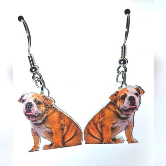 Fun dog dangling acrylic 5D pendant earrings - Picture 8 of 8